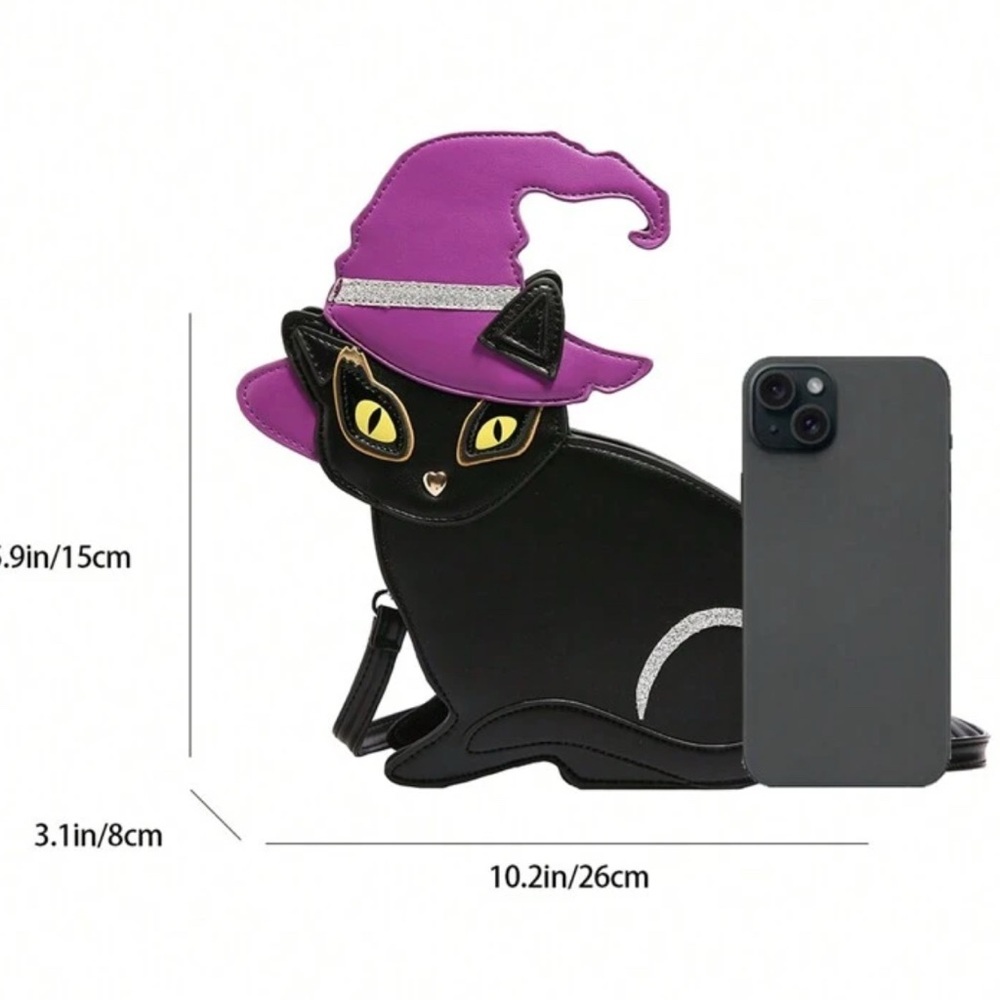 Black Cat Witch Hat Shoulder Bag crossbody NWT​ - Picture 5 of 7